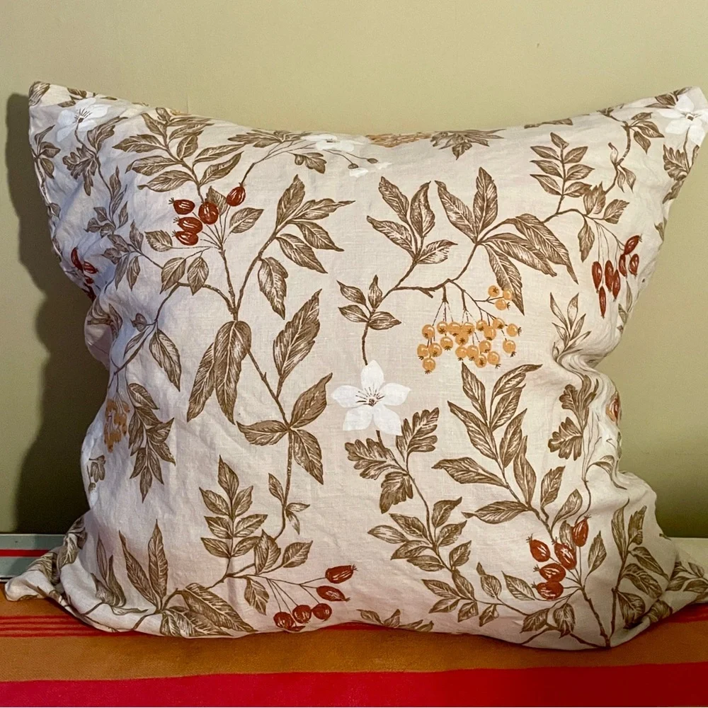 Garnet Hill | Linen Continental Pillow Cover in Autumn Floral ♥ NWOT